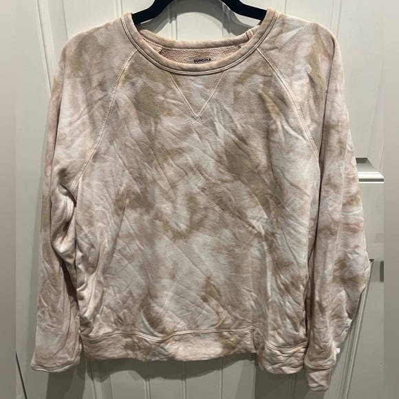 Sonoma Women's Large Tan Tie dye Crewneck Sweater with Soft Texture - Picture 1 of 7